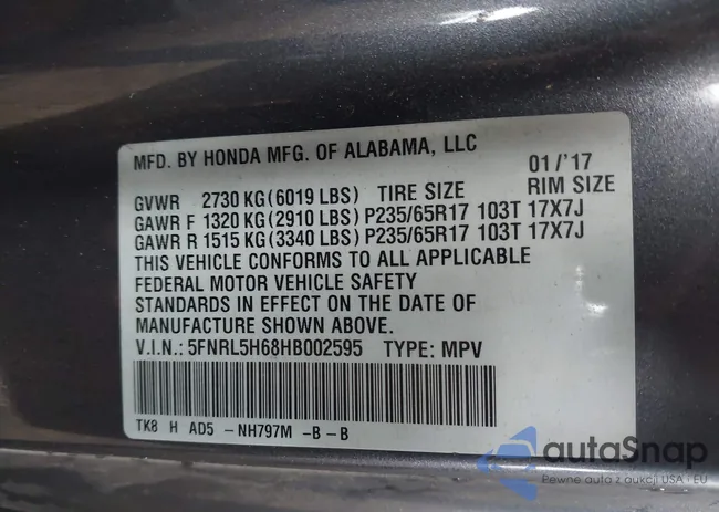 5FNRL5H68HB002595: 44114913