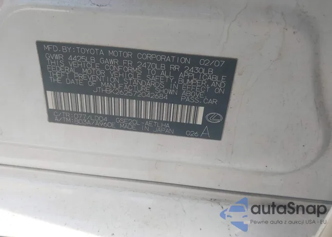 JTHBK262572042684: 44114955