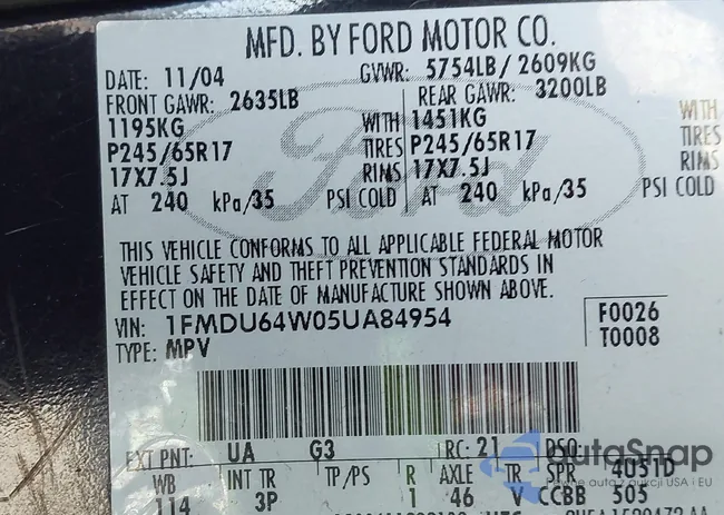 1FMDU64W05UA84954: 44114989