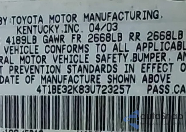 4T1BE32K83U723257: 44115092