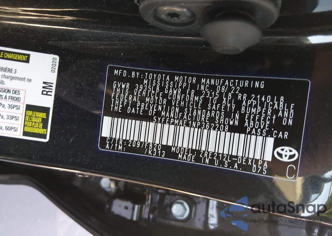 5YFEPMAE1NP362208: 44114126