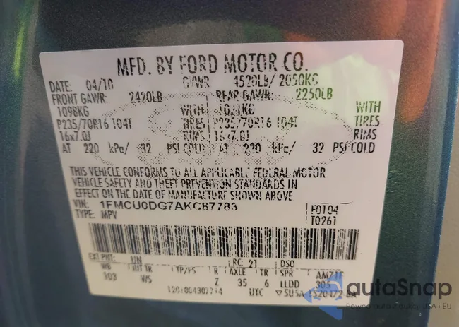 1FMCU0DG7AKC87783: 44114134