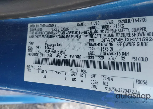 3FADP4EJXBM159247: 44114181