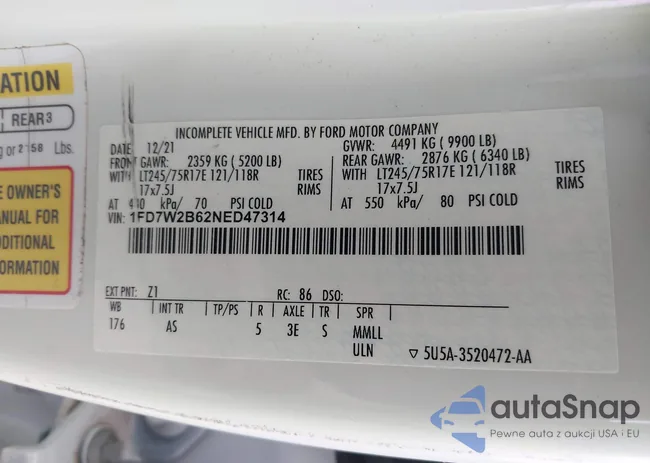 1FD7W2B62NED47314: 44114211