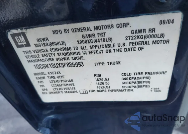 1GCGK13UX5F835993: 44114316