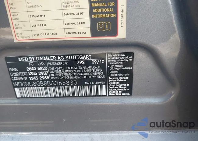 WDDNG8GB8BA365830: 44114401