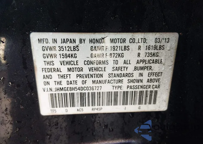 JHMGE8H54DC036727: 44115528