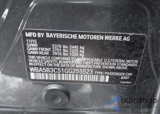 WBA5B3C51GG255523: 44115571