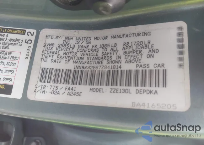 1NXBR32E67Z841814: 44115717