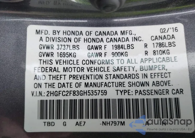 2HGFC2F83GH535759: 44115755