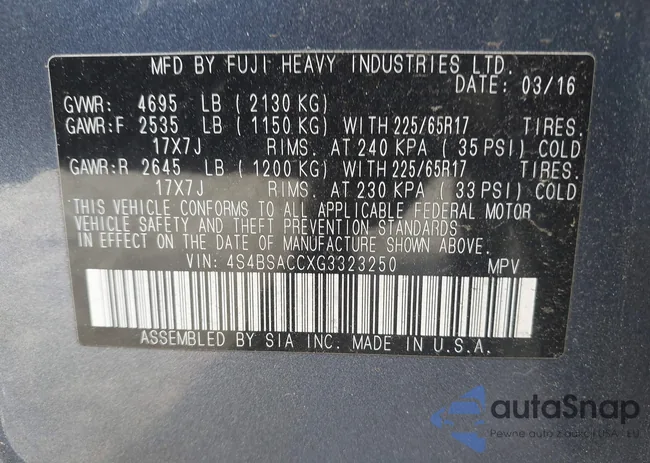 4S4BSACCXG3323250: 44115783