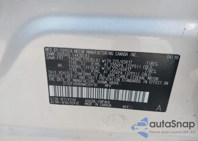 2T3ZF4DV6AW032418: 44115845