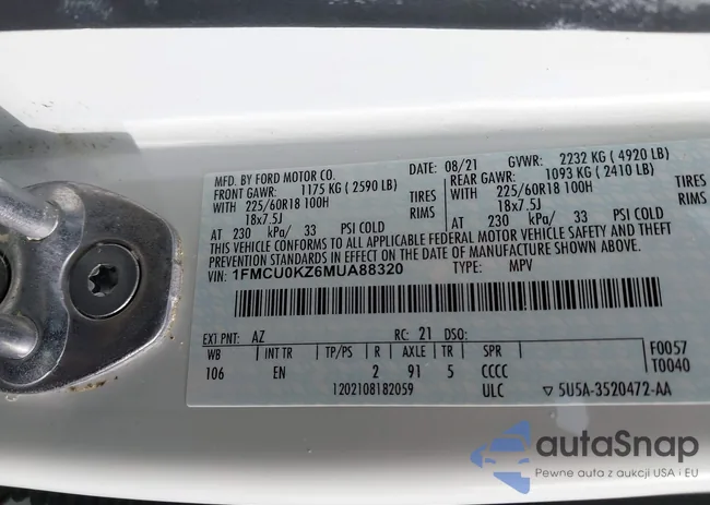 1FMCU0KZ6MUA88320: 44115963