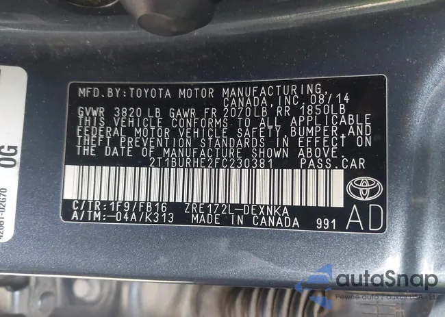 2T1BURHE2FC230381: 44116019