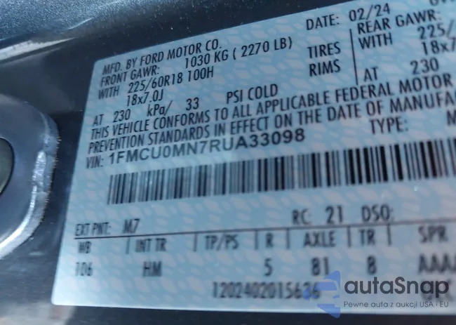 1FMCU0MN7RUA33098: 44115111