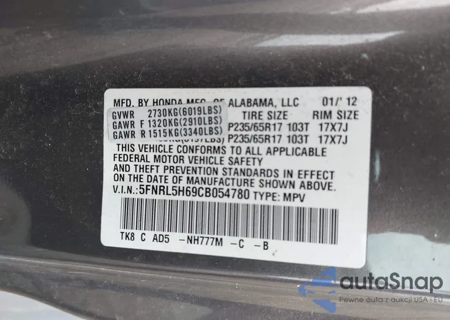 5FNRL5H69CB054780: 44115147