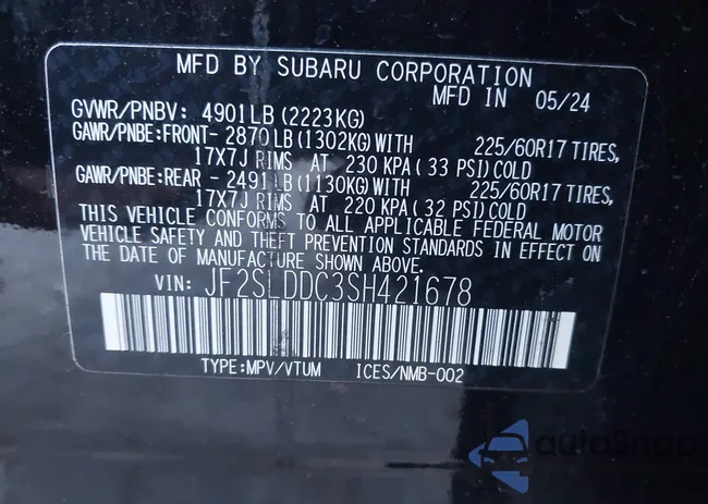 JF2SLDDC3SH421678: 44115249