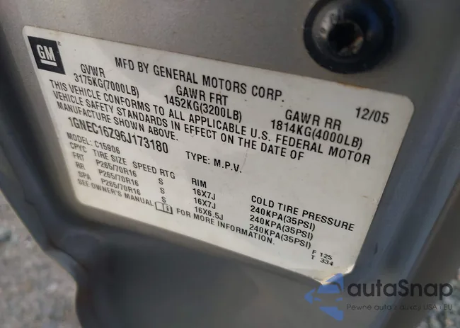 1GNEC16Z96J173180: 44115300