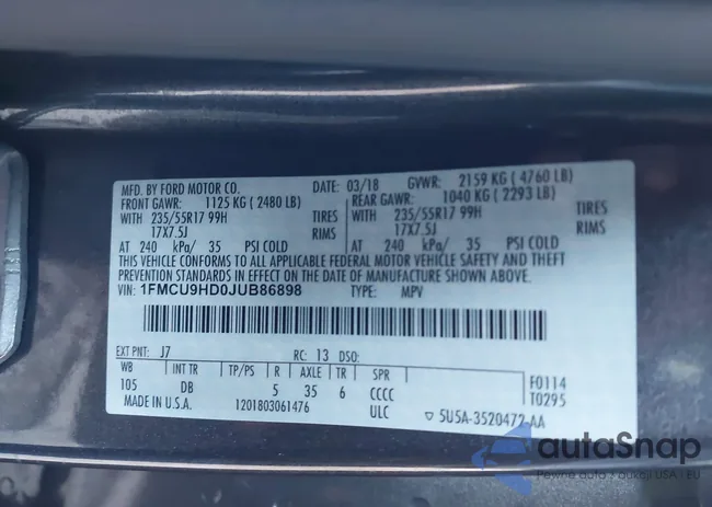 1FMCU9HD0JUB86898: 44115466