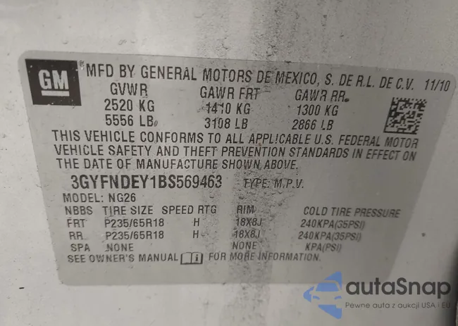 3GYFNDEY1BS569463: 44116542