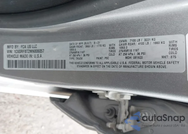 1C6SRFBT2MN806057: 44116548