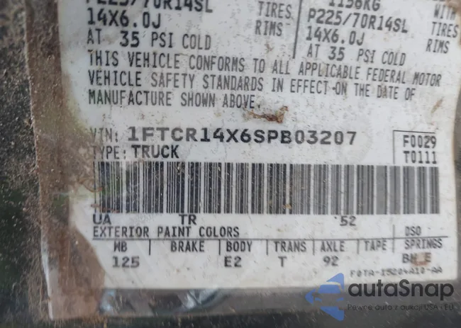 1FTCR14X6SPB03207: 44116638
