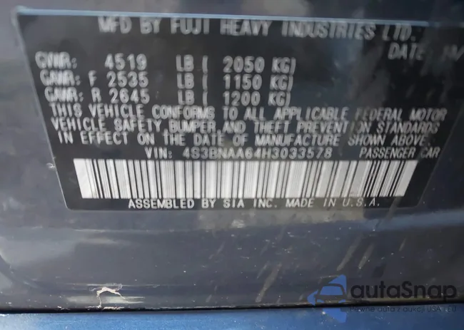 4S3BNAA64H3033578: 44116640