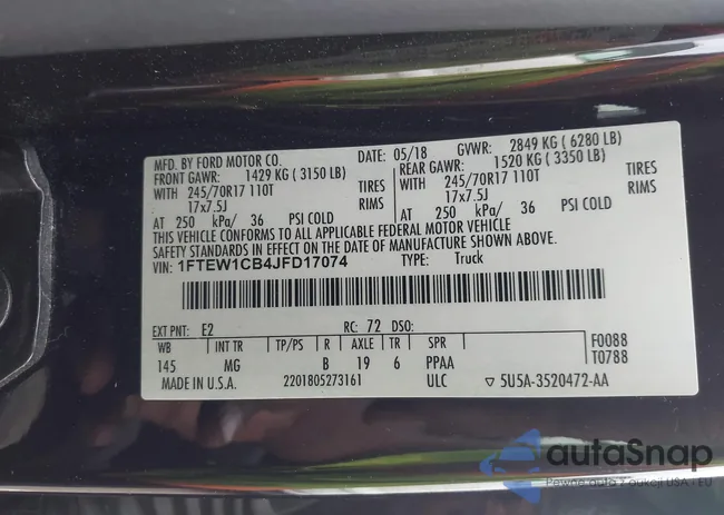 1FTEW1CB4JFD17074: 44116670