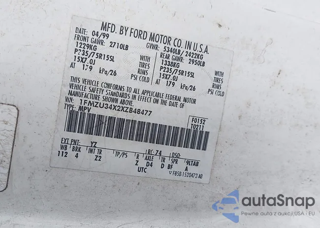 1FMZU34X2XZB48477: 44116719