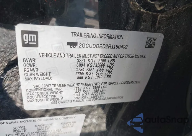 2GCUDDED2R1190409: 44116730