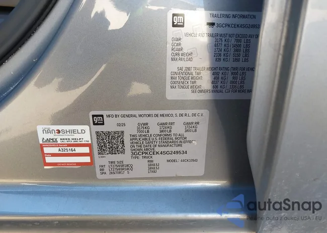 3GCPKCEK4SG249534: 44116764