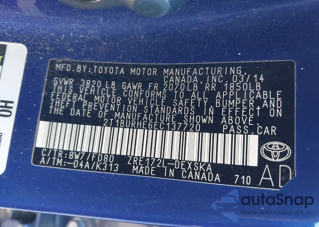 2T1BURHE6EC137720: 44116770