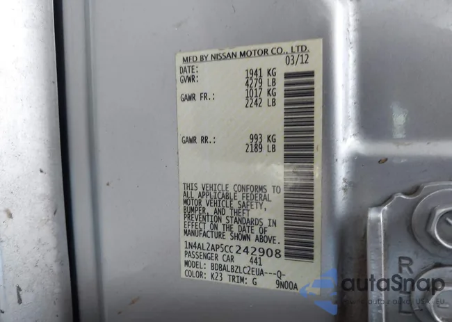 1N4AL2AP5CC242908: 44116791