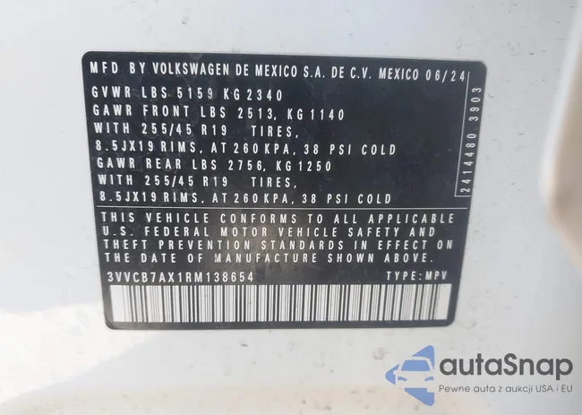 3VVCB7AX1RM138654: 44116811