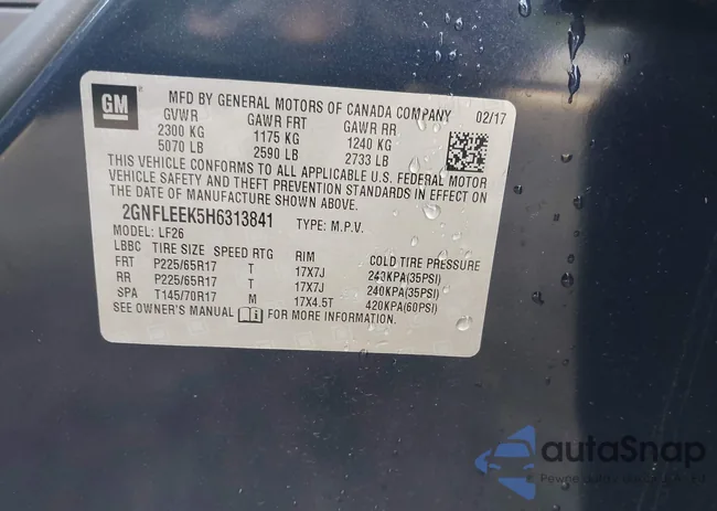 2GNFLEEK5H6313841: 44116854