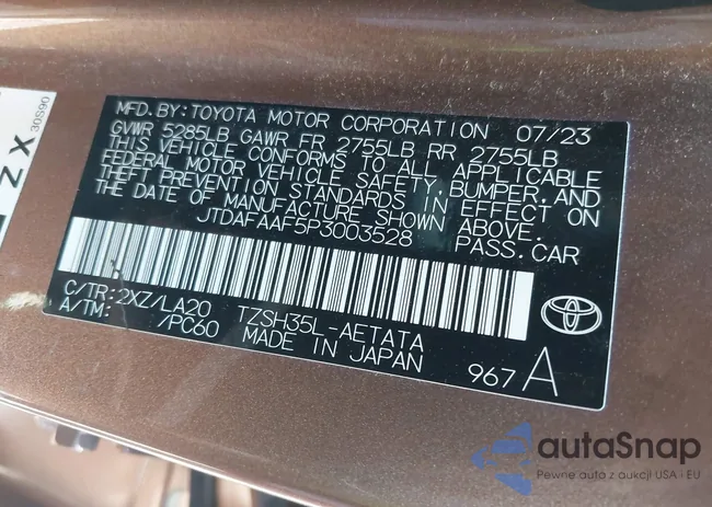 JTDAFAAF5P3003528: 44116992