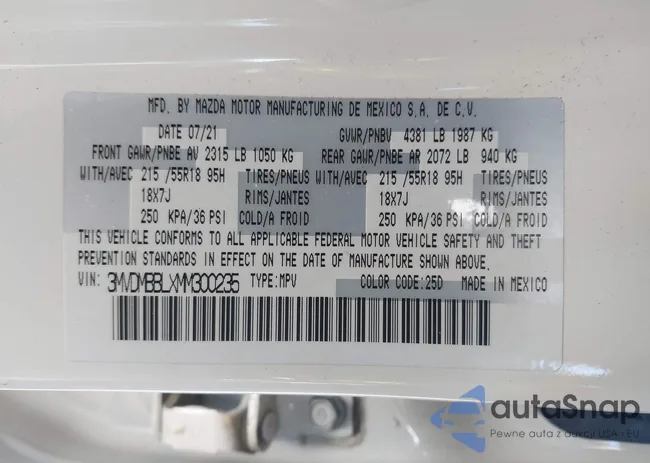 3MVDMBBLXMM300235: 44117000