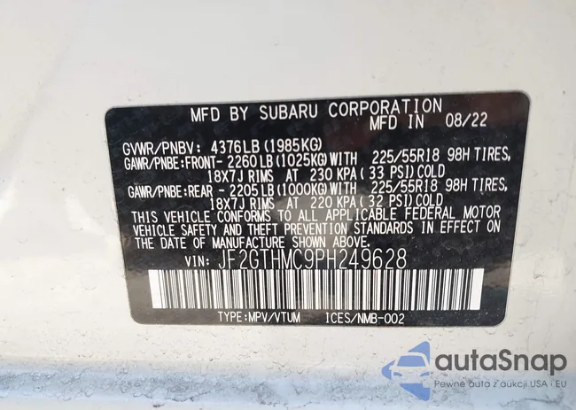 JF2GTHMC9PH249628: 44117003