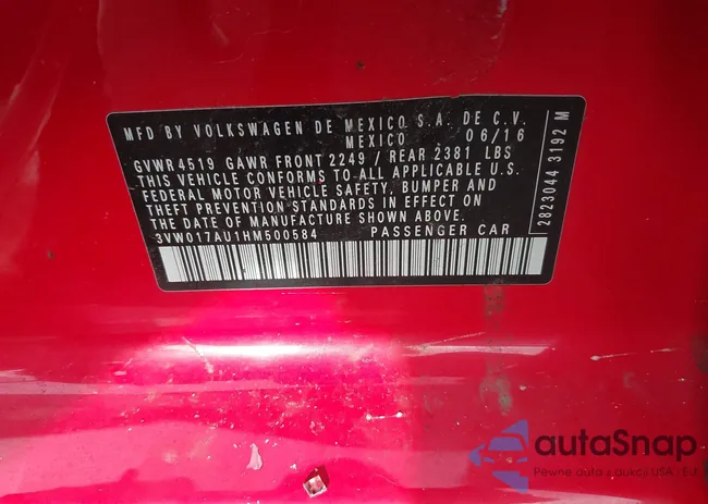 3VW017AU1HM500584: 44117077