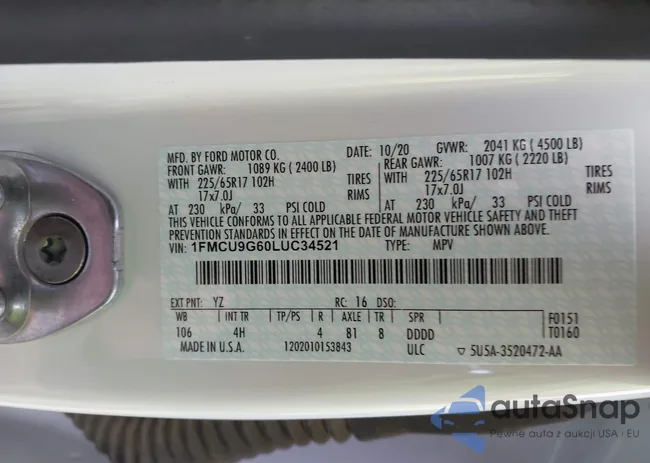 1FMCU9G60LUC34521: 44117090