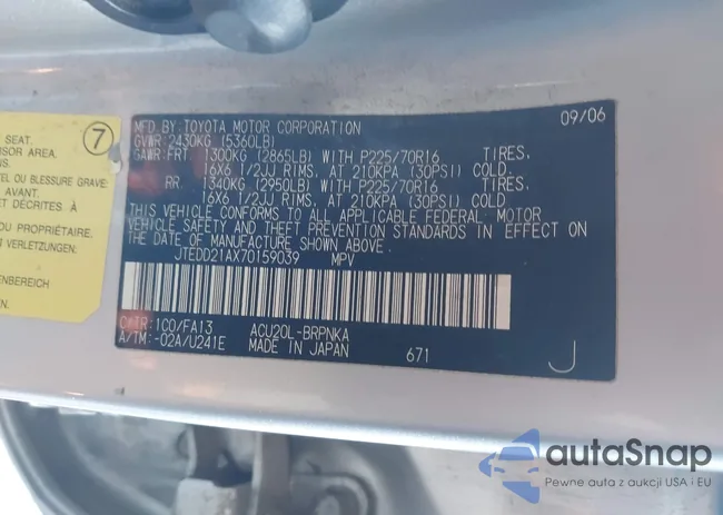 JTEDD21AX70159039: 44116112