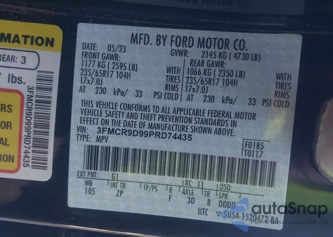 3FMCR9D99PRD74435: 44116382