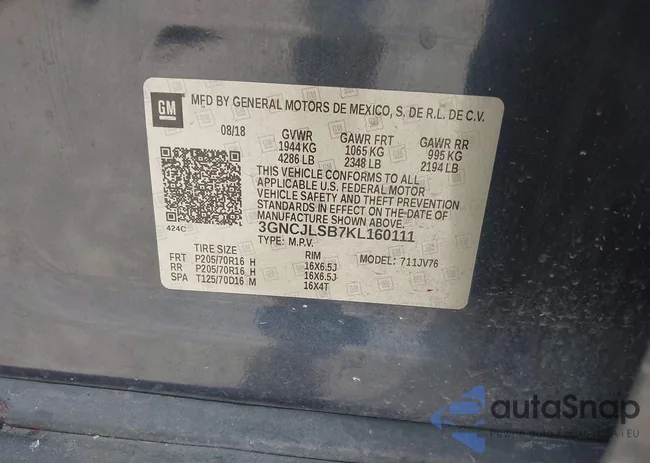 3GNCJLSB7KL160111: 44116395