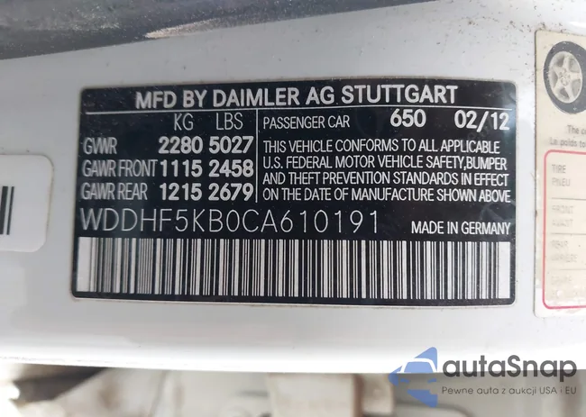 WDDHF5KB0CA610191: 44116407