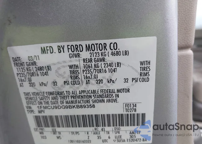 1FMCU9DG9BKB89358: 44116410