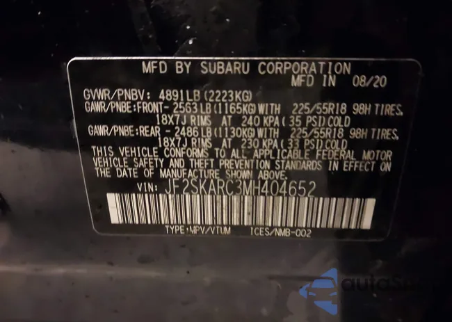 JF2SKARC3MH404652: 44117547