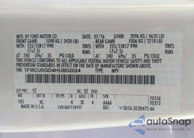 1FMCU0GD4HUB02024: 44117593