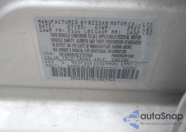 3N1AB8BV3LY267460: 44117622