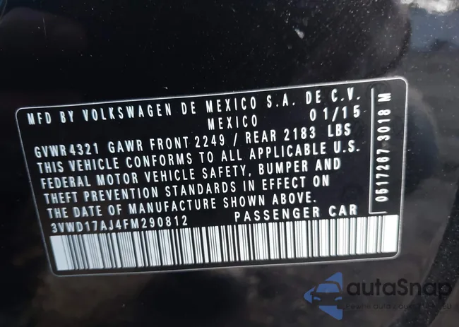 3VWD17AJ4FM290812: 44117633