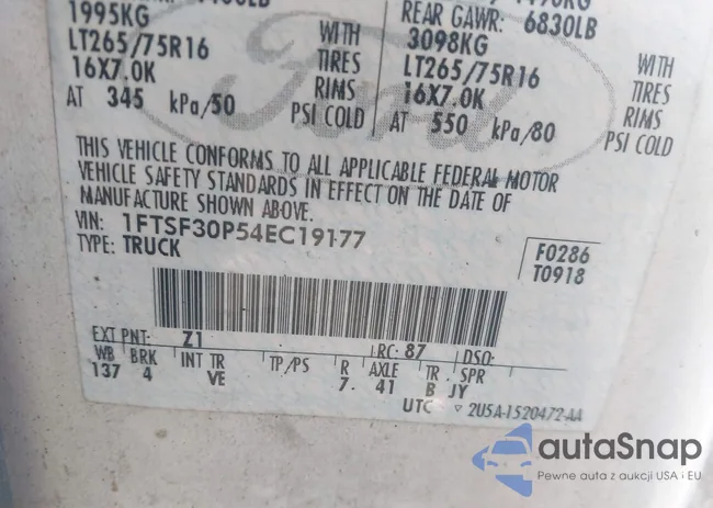 1FTSF30P54EC19177: 44117652